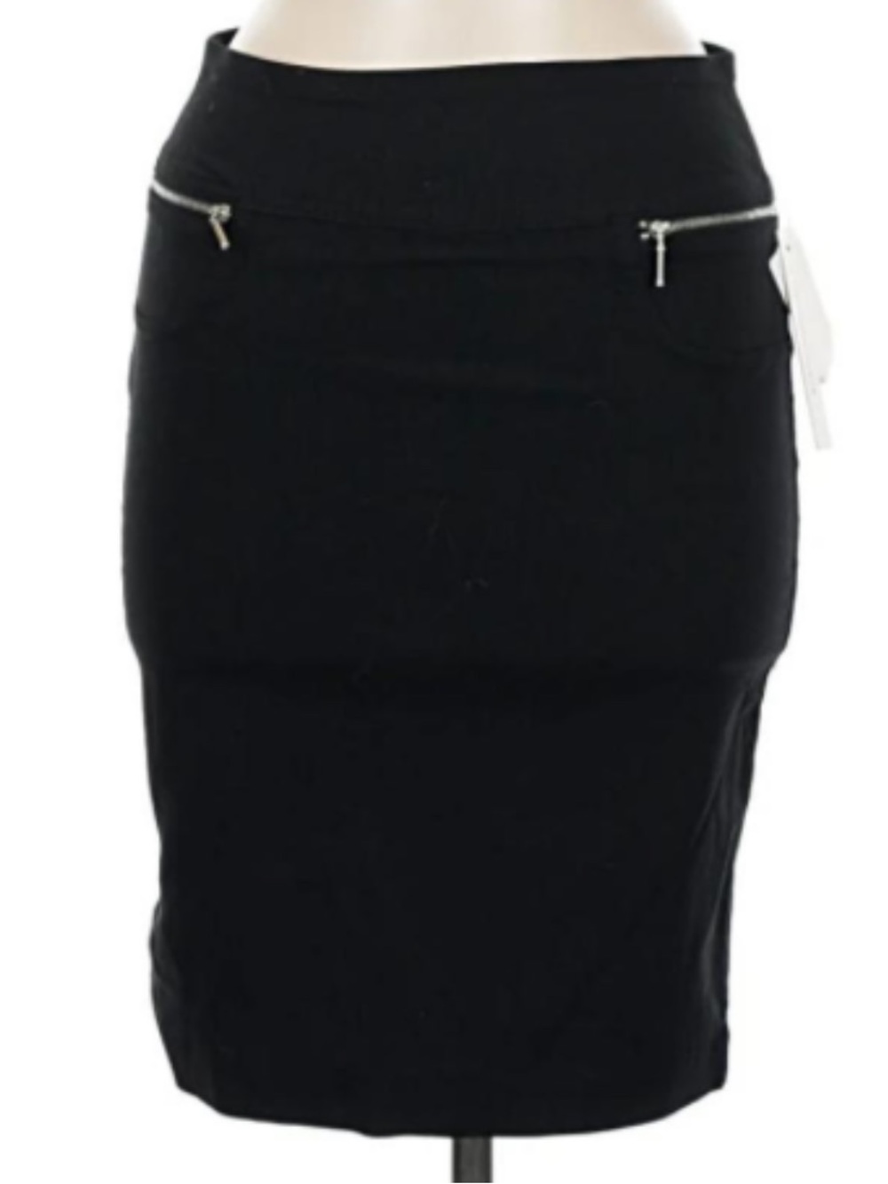 Joe Benbasset Black Pencil Skirt with Front Zip Pockets